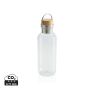 RCS RPET bottle with bamboo lid and handle Transparent