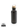 RCS RPET bottle with bamboo lid and handle Black