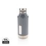 Leak proof vacuum bottle with logo plate Grey