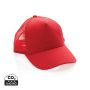Impact AWARE™ Brushed rcotton 5 panel trucker cap 190gr Red