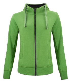 Classic Hoody Full Zip Women Green Melange