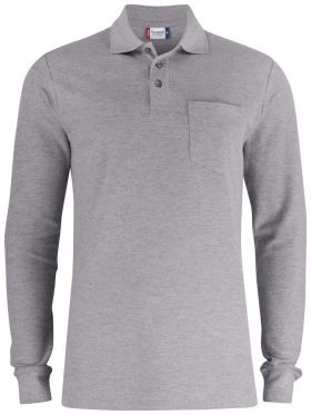 Basic Polo Pocket L/S Grey Melange