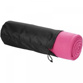 Huggy fleece plaid blanket with carry pouch 150x120 cm Pink