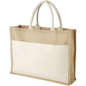 Mumbay cotton pocket jute tote bag 18L Beige