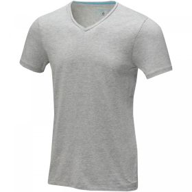 Kawartha short sleeve men's organic V-neck t-shirt Grey melange