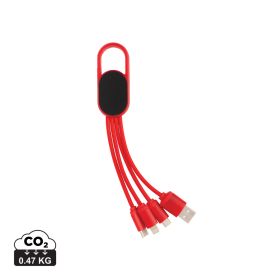 4-in-1 cable with carabiner clip red