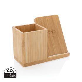 Calgary bambus 5 W trådløs lader med penneholder