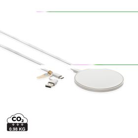 RCS standard recycled plastic 10W wireless charger White