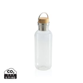 RCS RPET bottle with bamboo lid and handle Transparent