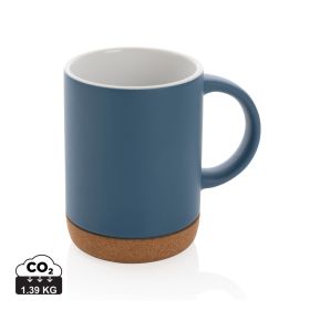 Ceramic mug with cork base 280ml Blue