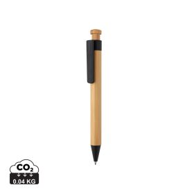 Bamboo pen with wheatstraw clip Black