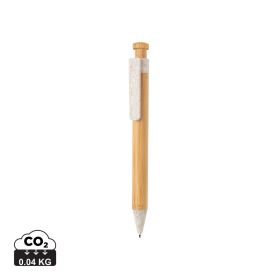 Bamboo pen with wheatstraw clip White