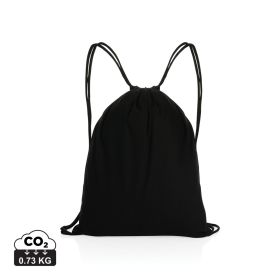 Impact AWARE™ recycled cotton drawstring backpack 145g Black