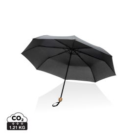 20.5" Impact AWARE™ RPET 190T Pongee bamboo mini umbrella Black