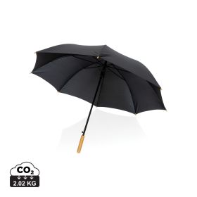 27" Impact AWARE™ RPET 190T auto open bamboo umbrella Black