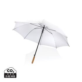27" Impact AWARE™ RPET 190T auto open bamboo umbrella White