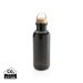 RCS RPET bottle with bamboo lid and handle black