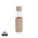 Ukiyo glass hydration tracking bottle with sleeve