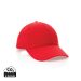 Impact 6 panel 190gr Recycled cotton cap with AWARE™ tracer red