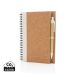 Cork spiral notebook with pen white