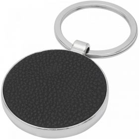 Paolo laserable PU leather round keychain Black