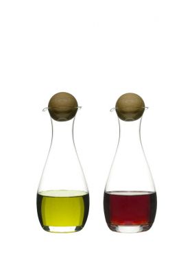 Nature oil/vinegar bottles with oak stoppers, 2-pcs